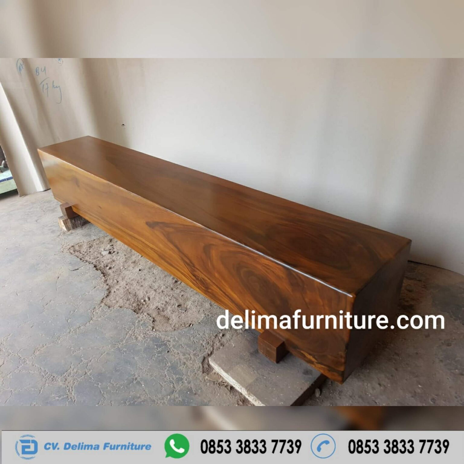 Bangku Balok Kayu Solid Trembesi Utuh