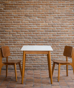 Meja Cafe Top Marmer 2 Kursi Kayu Jati