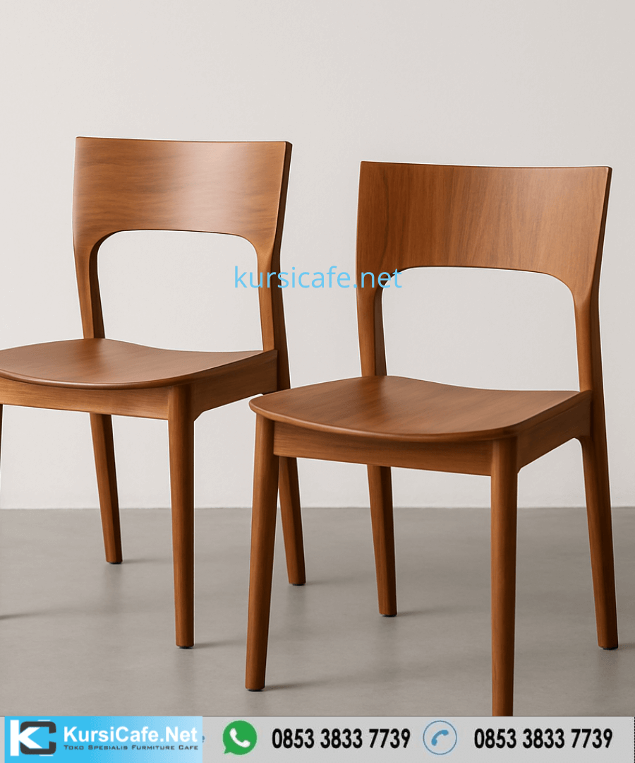 Kursi Cafe Minimalis Modern Sandaran Bolong Kayu Jati