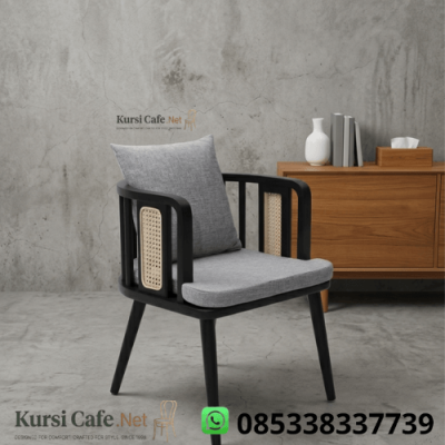 Kursi Cafe Kayu Jati Jepara Accent Rotan