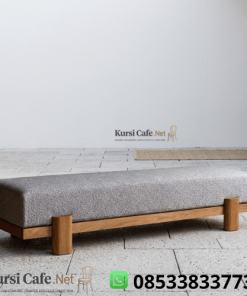 Bangku Tunggu Cafe Kayu Jati Solid Gaya Japandi Modern