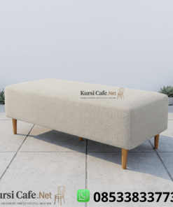 Ottoman Panjang Kayu Jati Kain Boucle Ruang Tunggu Cafe