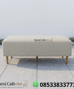 Ottoman Panjang Kayu Jati Kain Boucle Ruang Tunggu Cafe Real