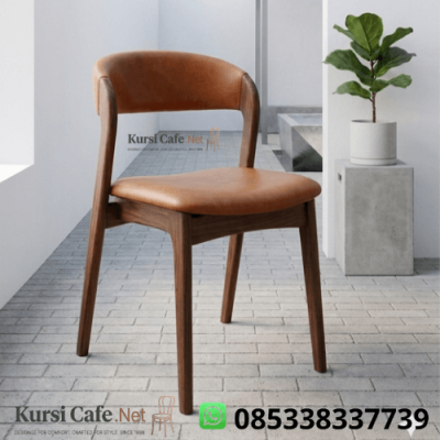 Kursi Makan Jati Japandi Open Back Kain Kulit Sintetis