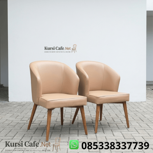 Kursi Cafe Tub Chair Kulit Sintetis Beige