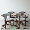 Kursi Cafe Jati Cantilever Jok Abu Minimalis