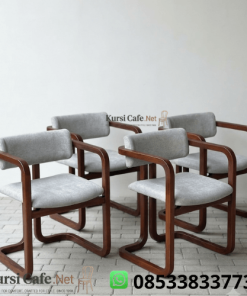 Kursi Cafe Jati Cantilever Jok Abu Minimalis