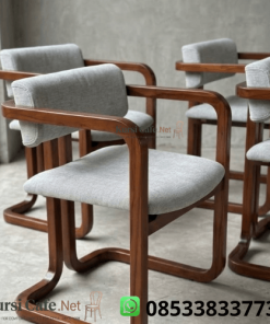 Harga Kursi Cafe Jati Cantilever Jok Abu Minimalis