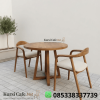 Set Meja Cafe Bulat 2 Kursi Jati Minimalis