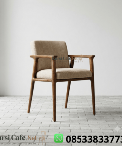 Kursi Cafe Jati Jok Krem Boucle Minimalis