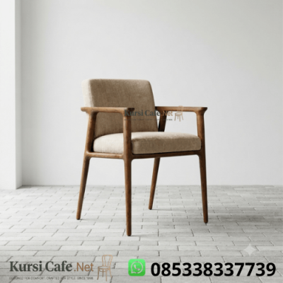 Kursi Cafe Jati Jok Krem Boucle Minimalis