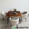 Set Meja Makan 4 Kursi Sofa Krem Minimalis