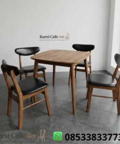 Set Meja Makan Jati 4 Kursi Hitam Minimalis