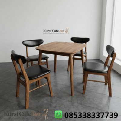 Set Meja Makan Jati 4 Kursi Hitam Minimalis