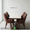 Set Meja Makan Marmer 4 Kursi Coklat Minimalis