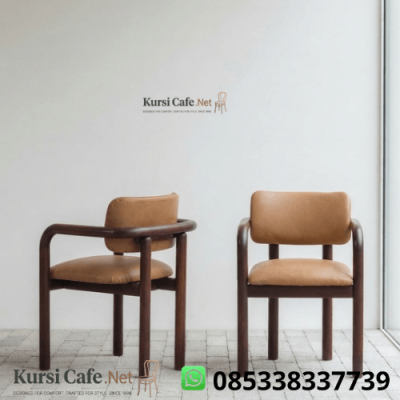 Kursi Cafe Jati Lengan U Jok Coklat Minimalis