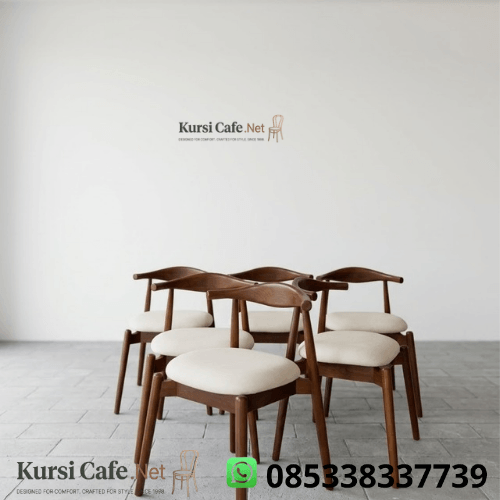 Kursi Cafe Jati Sandaran Tanduk Jok Putih Minimalis